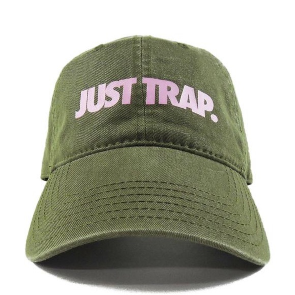 Accessories - Just Trap Dad Cap - Olive w/ Pink Accessories - Just Trap Dad Cap - Olive w/ Pink