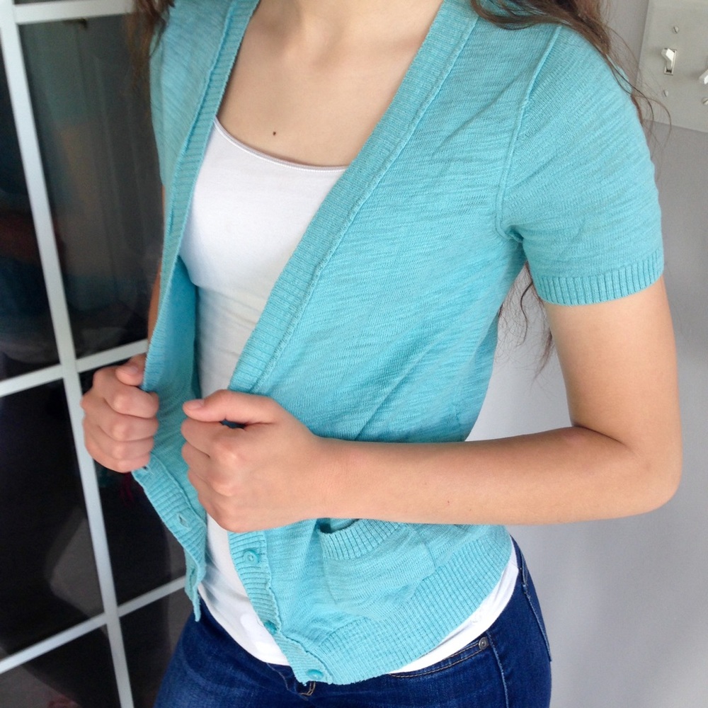 Short Sleeve Button-up Cardigan