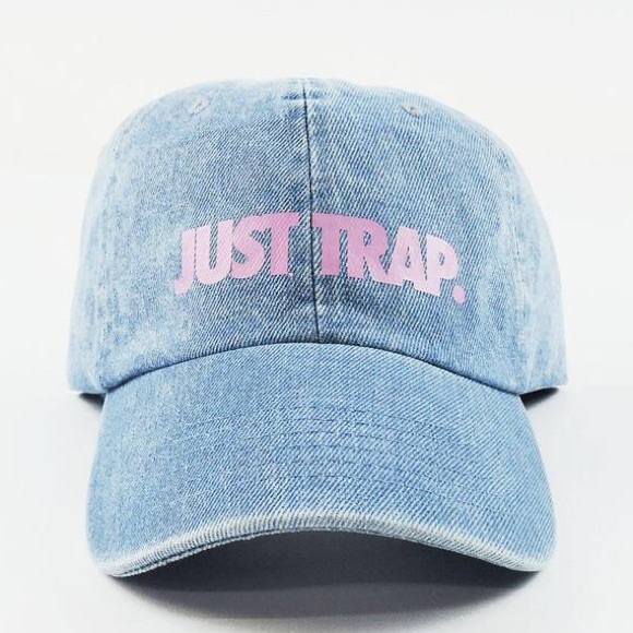SuperlineATL Accessories - Just Trap Dad Cap - Denim w/ Pink SuperlineATL Accessories - Just Trap Dad Cap - Denim w/ Pink