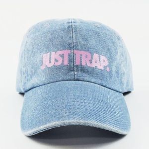 SuperlineATL Accessories - Just Trap Dad Cap - Denim w/ Pink SuperlineATL Accessories - Just Trap Dad Cap - Denim w/ Pink