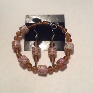 Brown bead bracelet and earrings