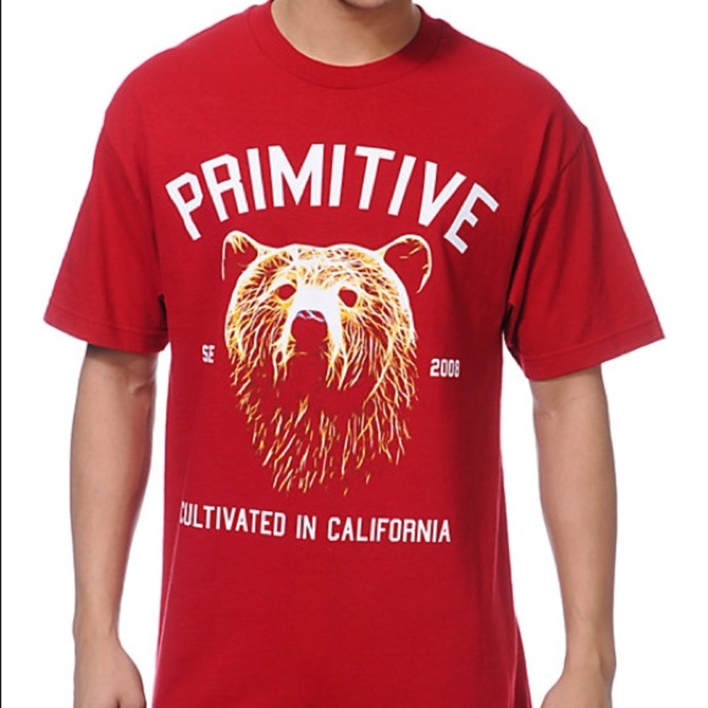 RARE Primitive Golden Bear Red T Shirt
