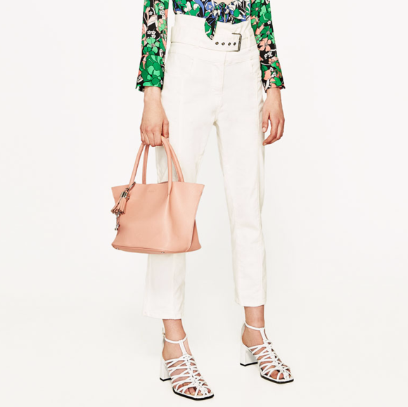 Zara Pink City Tote with Tassel Keyring - Picture 2 of 7