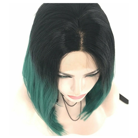 Ombre Black Green LaceFront Wig