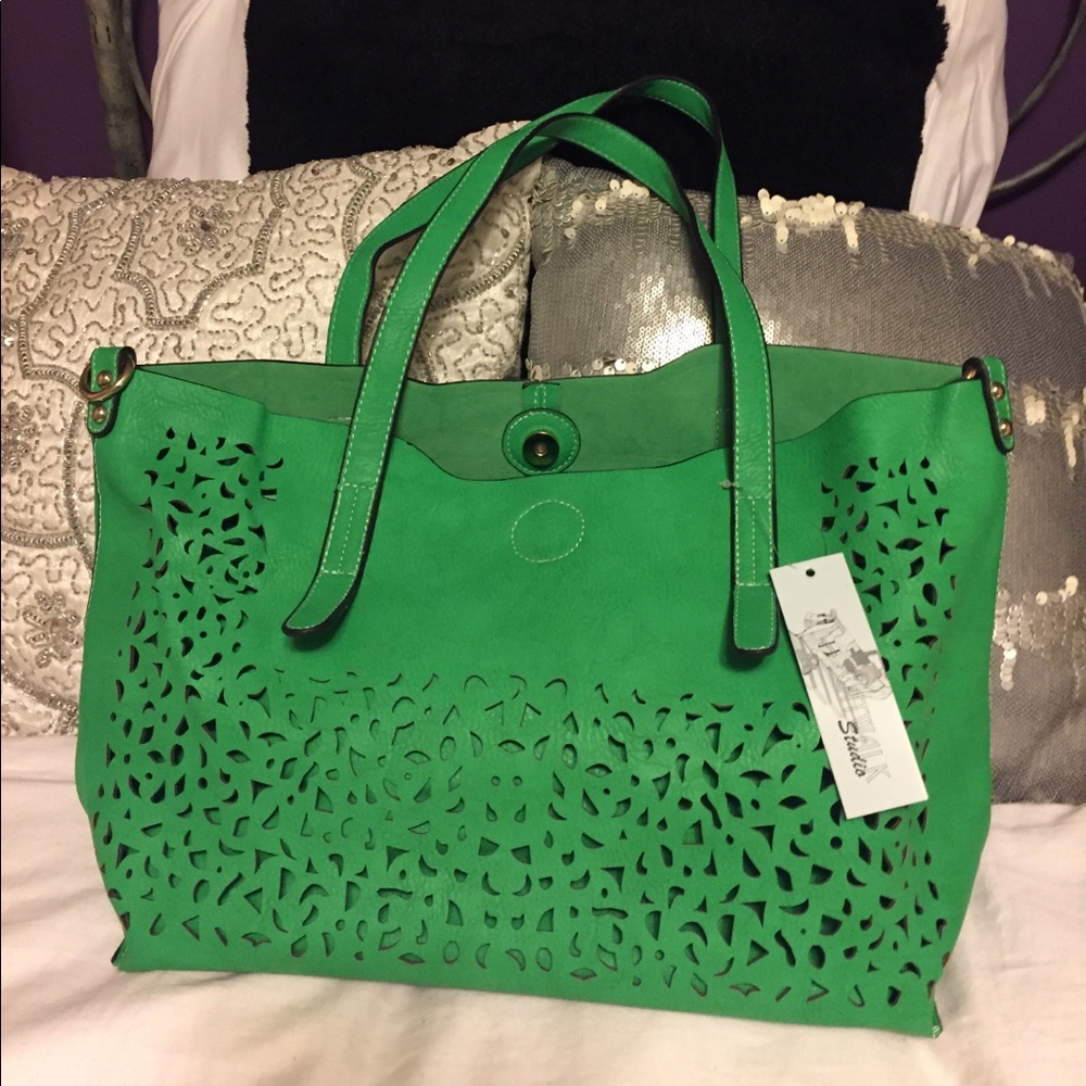 TWO IN ONE summer green bag/ tote