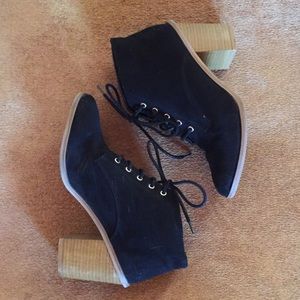 Black lace up ankle booties