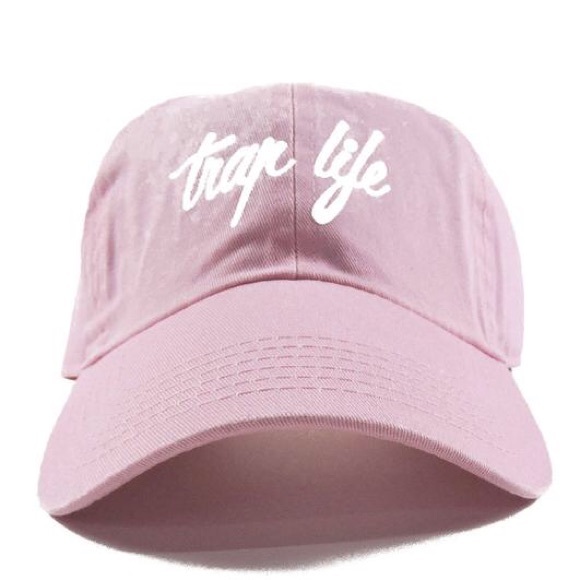 Stussy Accessories - Trap Life Dad Cap - Pink w/ White Stussy Accessories - Trap Life Dad Cap - Pink w/ White