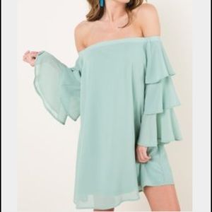 Sage Green Off the Shoulder Dress