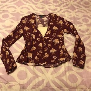 Forever 21 Burgundy & Cream Blouse NWOT