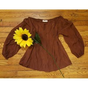 Eva Mendes Off Shoulder Peasant Top S