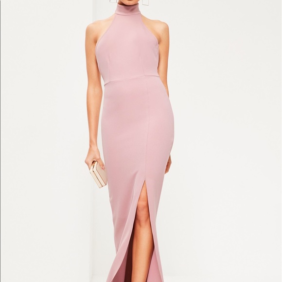 NEW Light Pink High Neck Long/Maxi Dress - Picture 1 of 3
