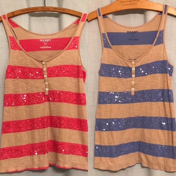Old Navy Tops - Price is for both! Striped Sequin Tank size small