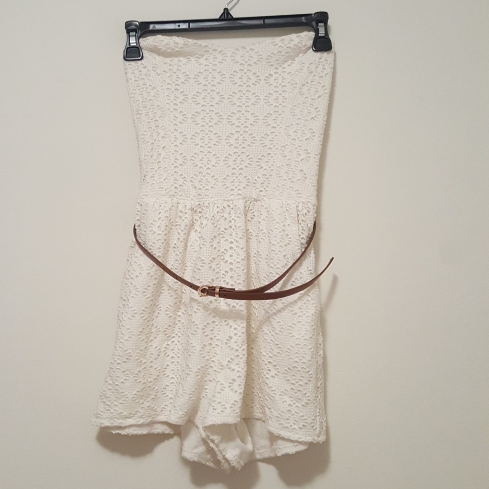 F21 strapless lace romper