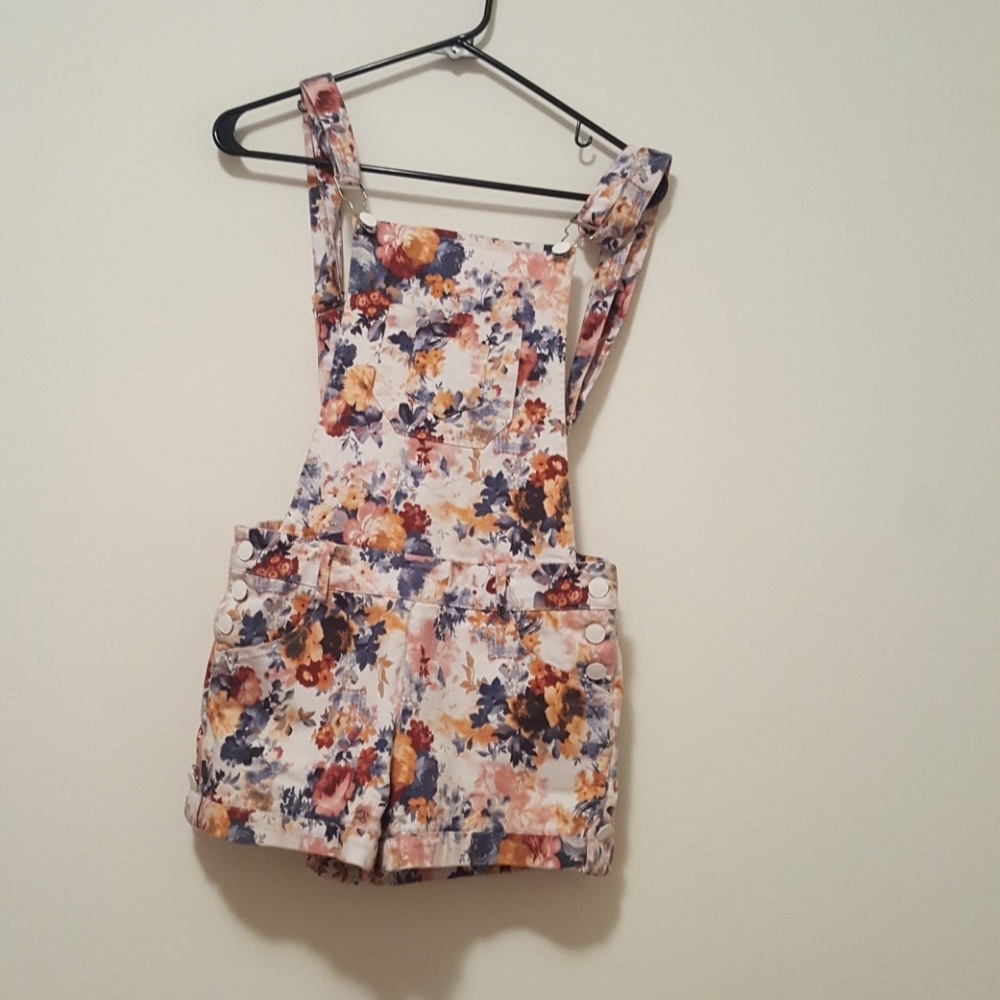 Floral overall shorts