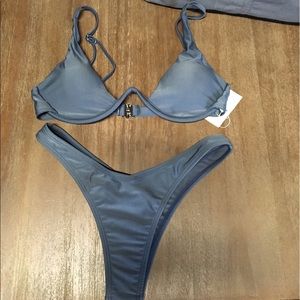 Grey plunge push-up bikini