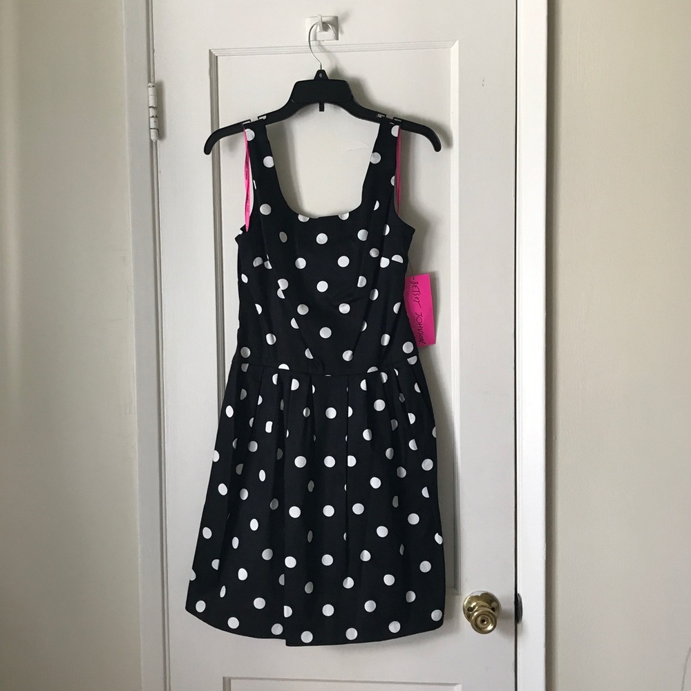BETSEY JOHNSON Polka Dot Dress Bow Open Back Sz 6