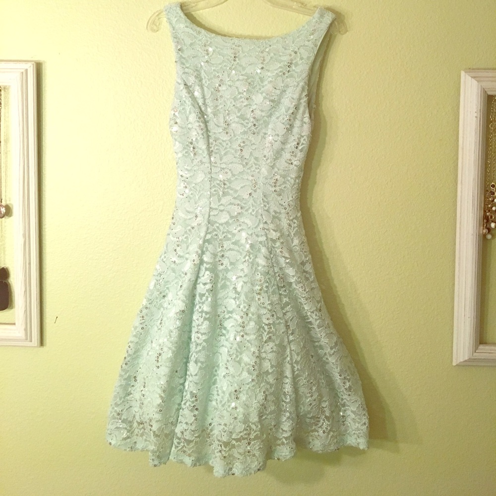 Mint Green Sequin Cocktail Formal Dress