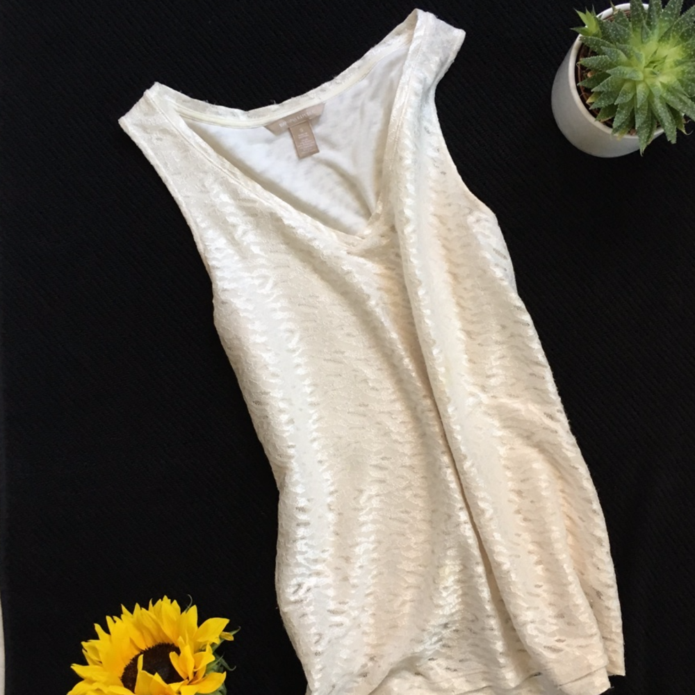 Banana Republic ivory lace v-neck top - Size S