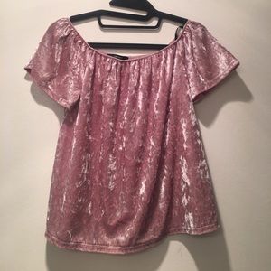 FOREVER 21: Pink Crushed Velvet Off-The-Shoulder