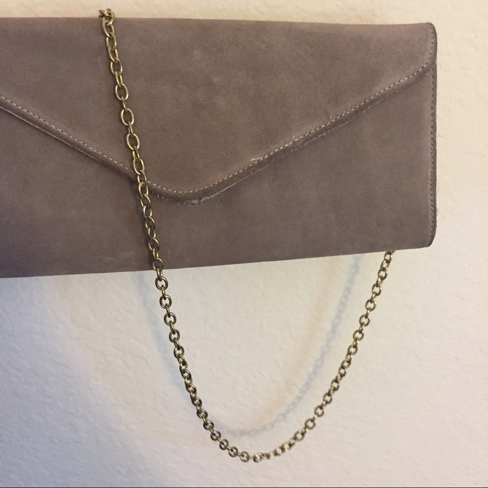 Nude suede evening clutch