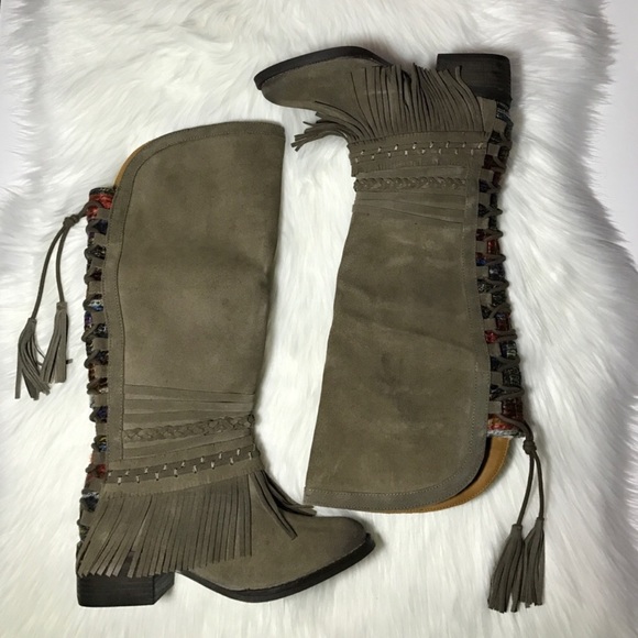 Fringe Detail Leather Tall Boots - Picture 6 of 6