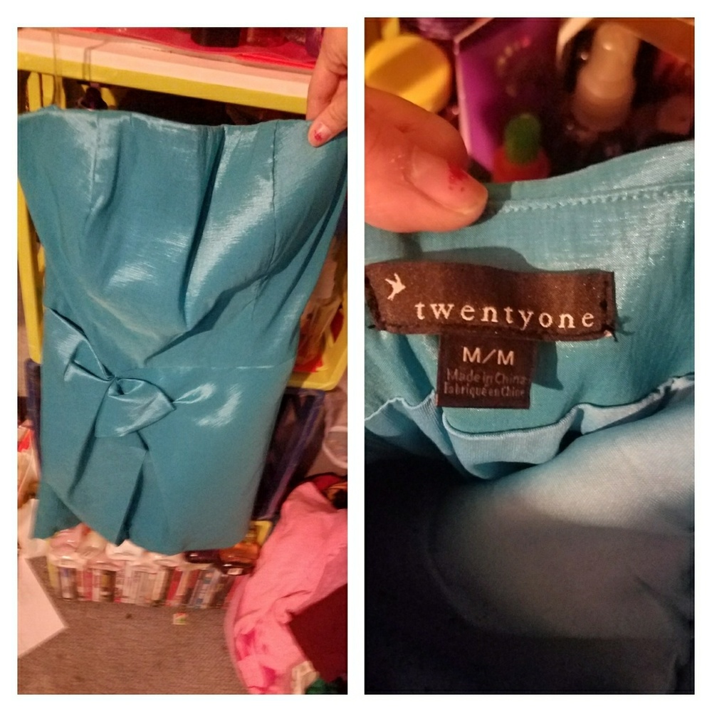 Short blue bridesmaid dress