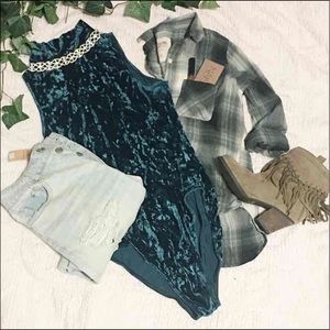 Mossimo Green Plaid Flannel