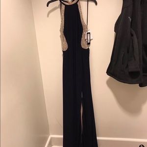 navy blue prom dress