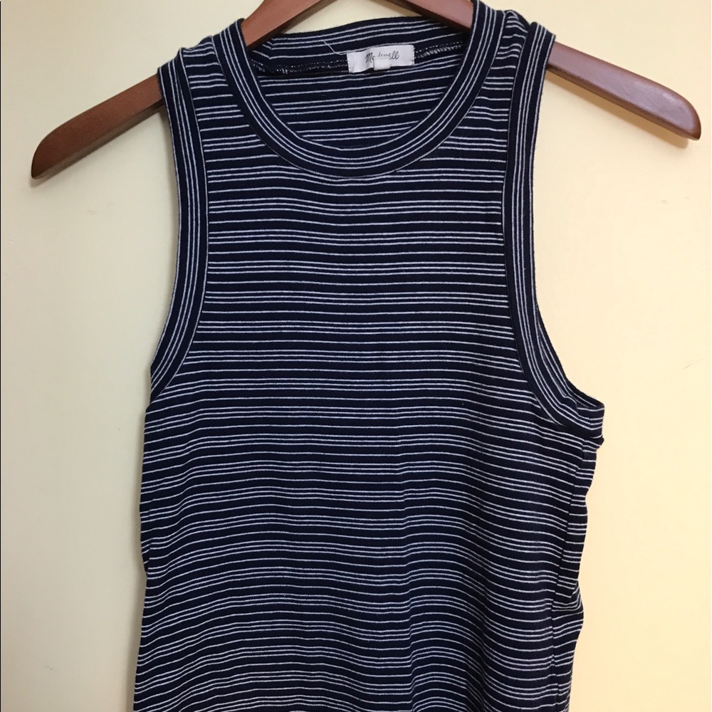 Madewell high neck striped tank sz M