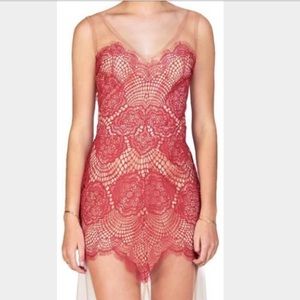 🔥For Love and Lemons Red Lace Mesh Tank Gown🔥