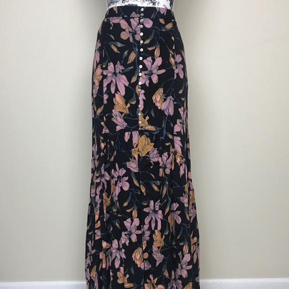 floral maxi button skirt
