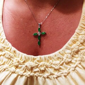 Green chalcedony cross pendent