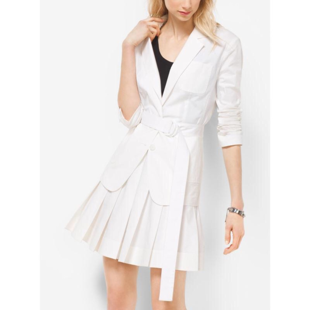 Michael kors belted cotton poplin blazer