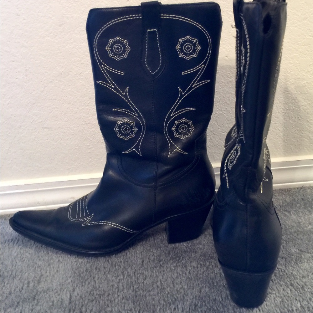 Franco Sarto Black Cowboy Boots