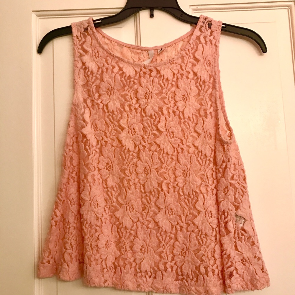 Lace Floral Pink Tank Top