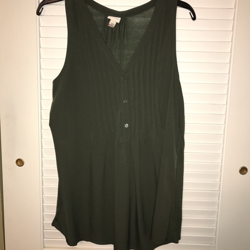 Army Green Sleeveless Blouse