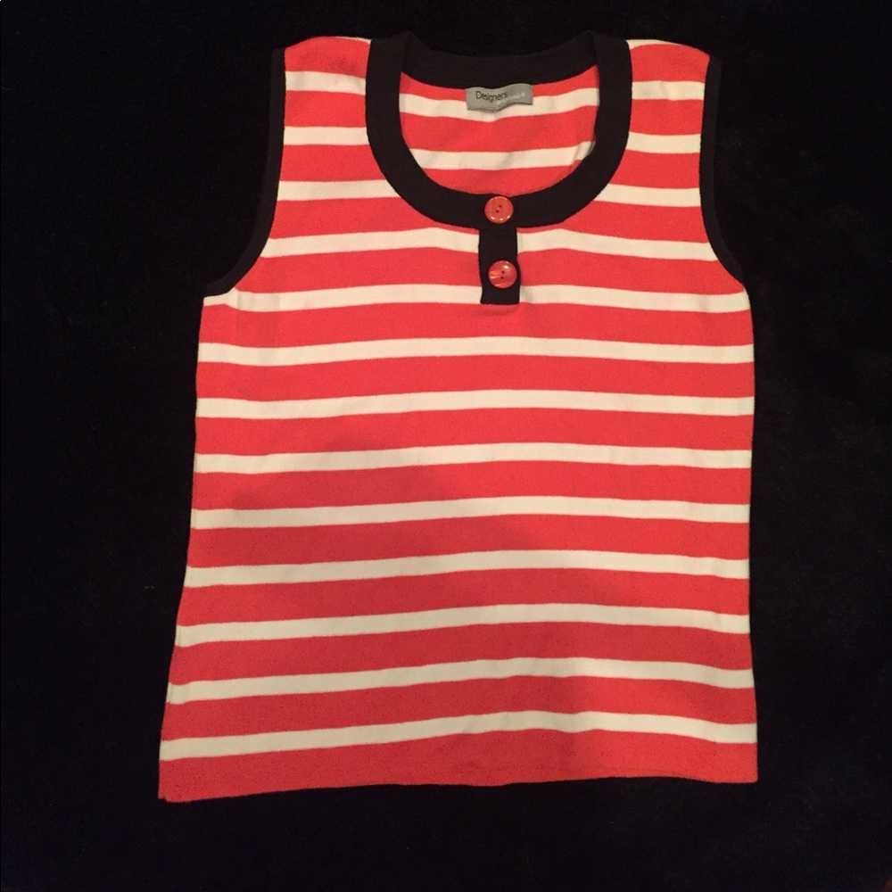Red & white striped knit top