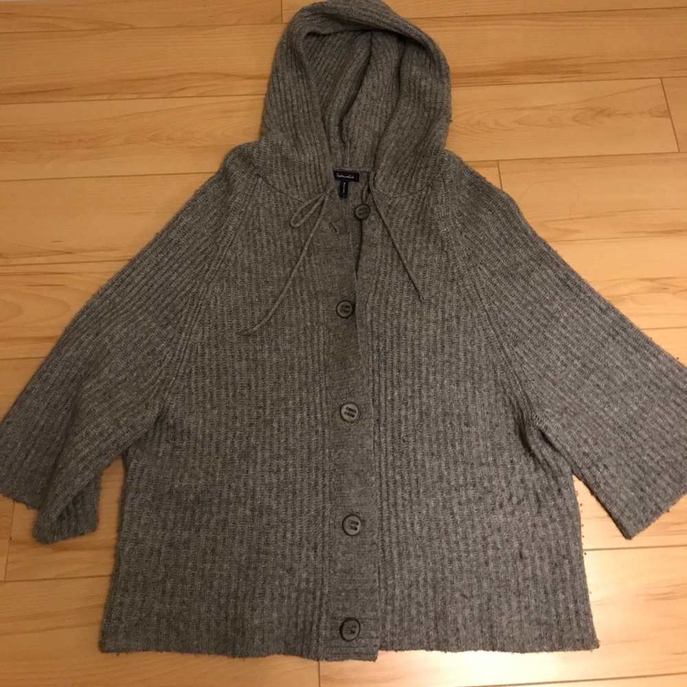 Splendid short sleeve hooded poncho