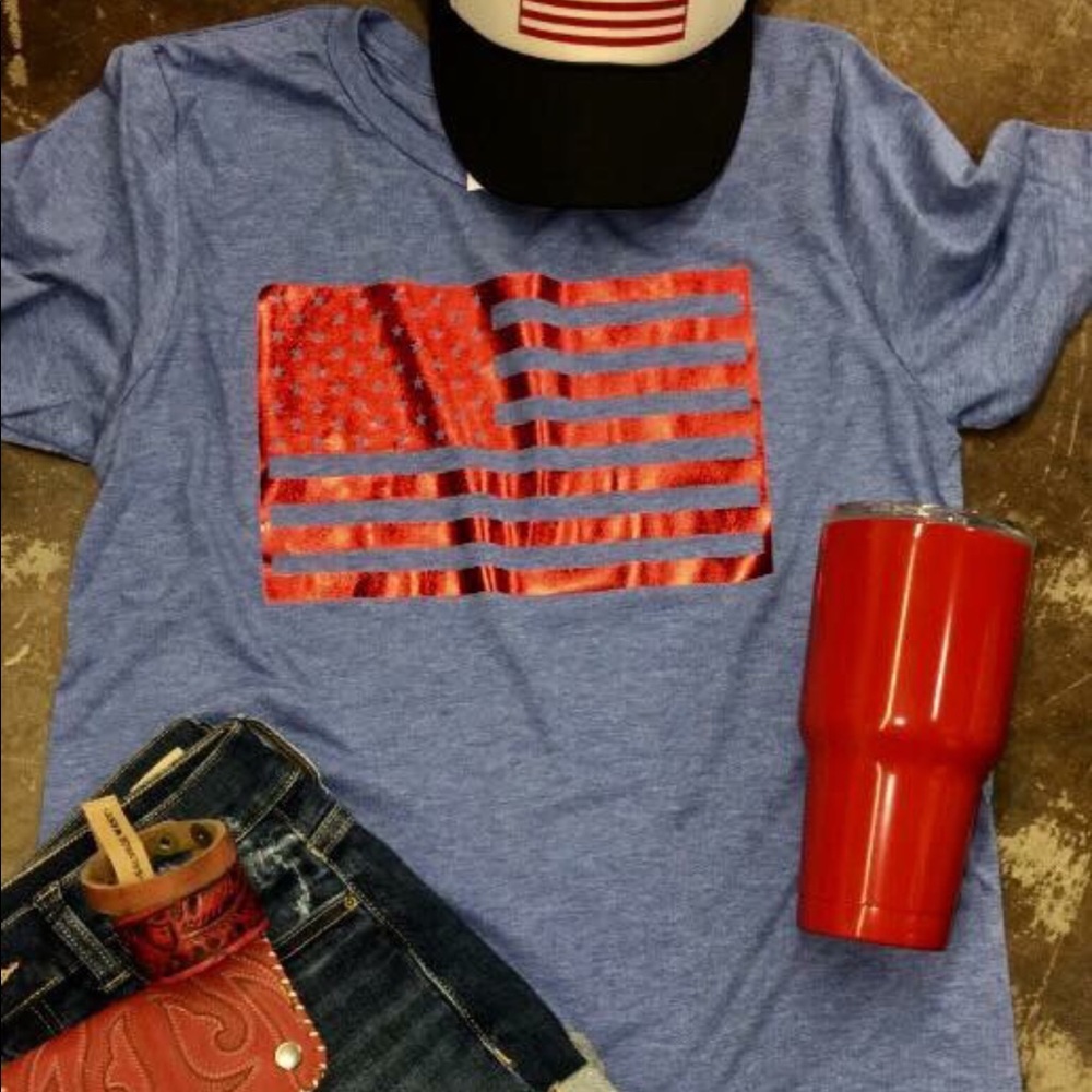 Gray with Red Flag Shirt