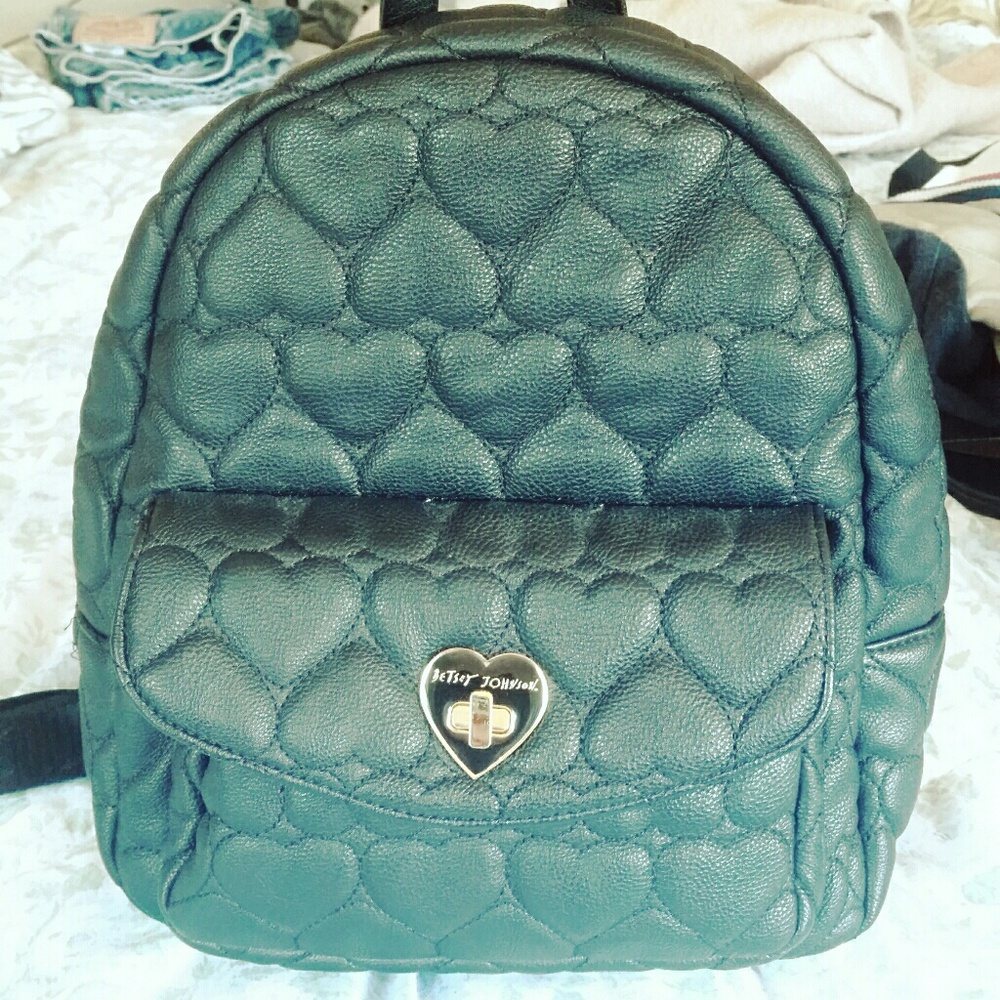 Betsey Johnson Black Heart Mini Backpack