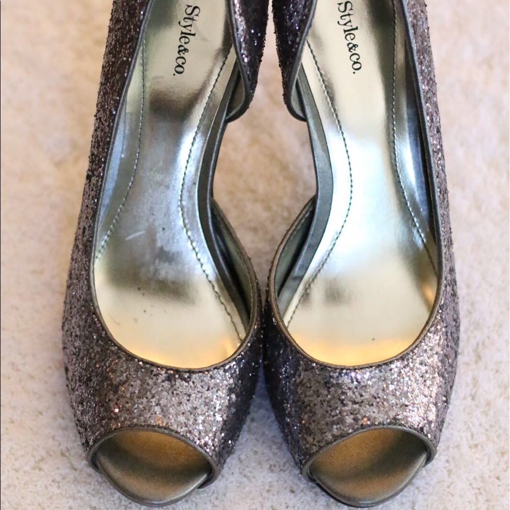 Style & Co Sparkly Silver Party Shoes