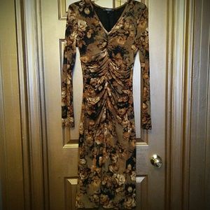 SEXY AND SLIMMING KAREN KANE FLORAL L/S DRESS NWOT