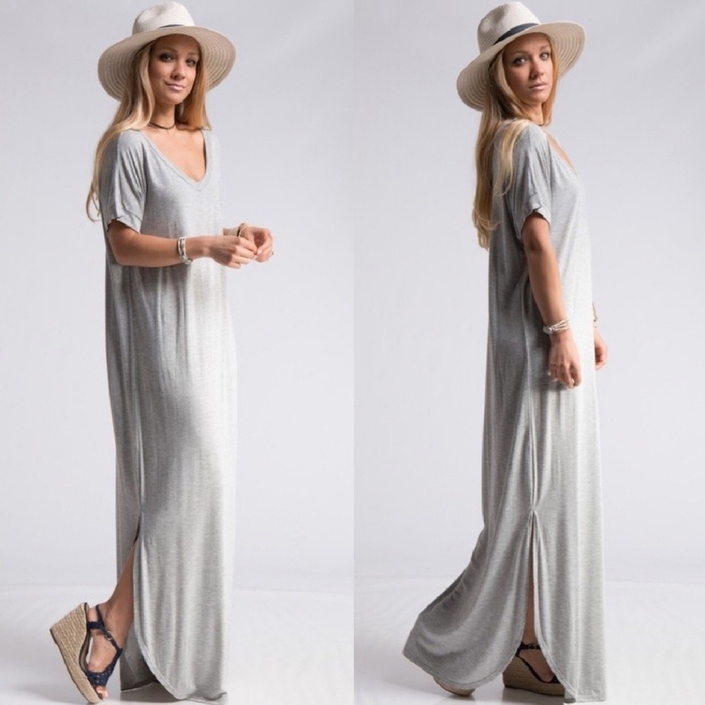 ONLY 1 LEFT! Heather Grey Maxi Dress! - Picture 2 of 2