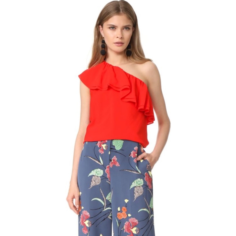 Rebecca Taylor one shoulder ruffle top