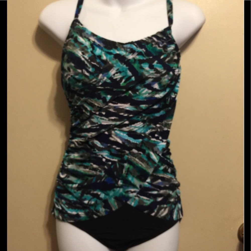 Aqua Green cross over one piece swimsuit. Nwot