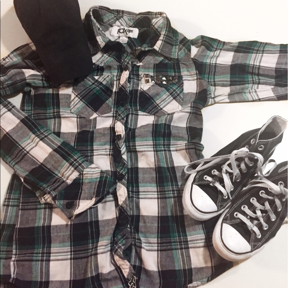 Green and Black Roxy Flannel
