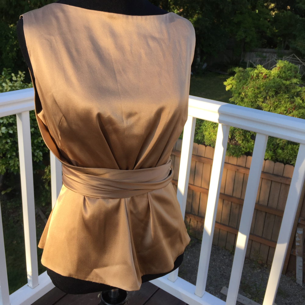 PER SE SILK GOLD wrap around blouse