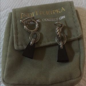 Judith Ripka sterling silver and Onyx earrings