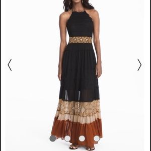 Colorblock mixed media maxi dress