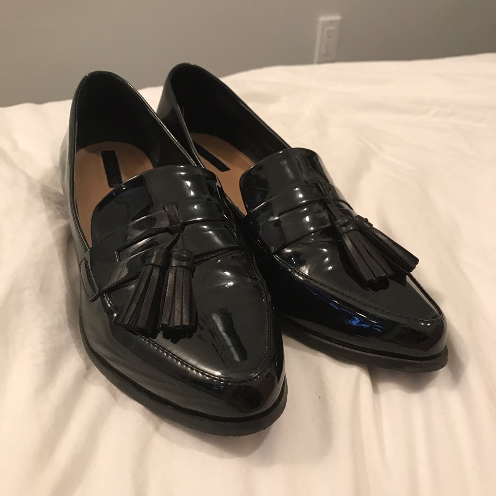 Tahari Black Patent Leather Loafers